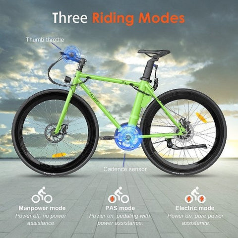 ¡Descubre la bicicleta eléctrica FAFREES F1 de 250W! ¡40KM de autonomía y frenos de disco! ¡Color verde!