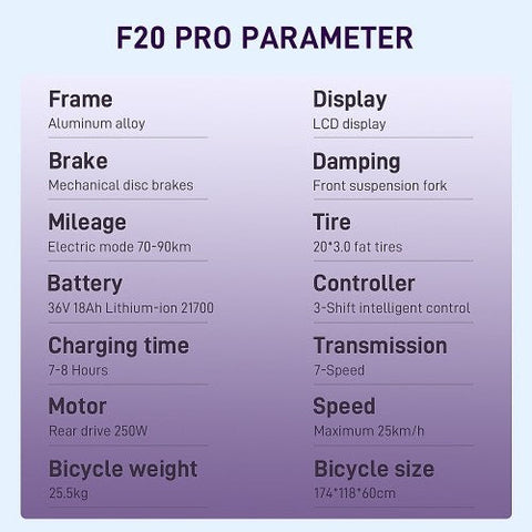 FAFREES F20 Pro Bicicleta Eléctrica 250W | Autonomía 80KM | Freno de Disco | Color Azul Claro
