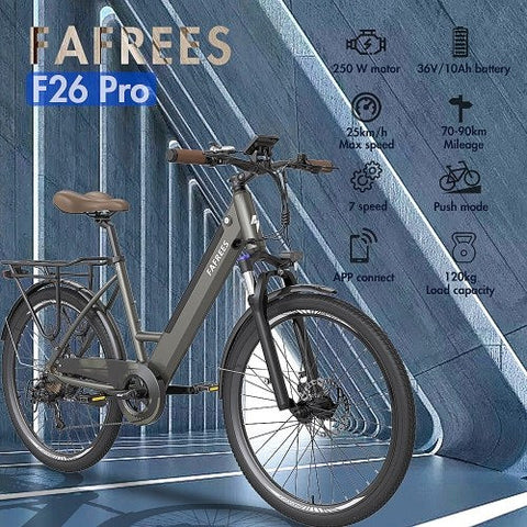 FAFREES F26 Pro Bicicleta Eléctrica Potente | Autonomía 40KM | Freno de Disco | Color Gris