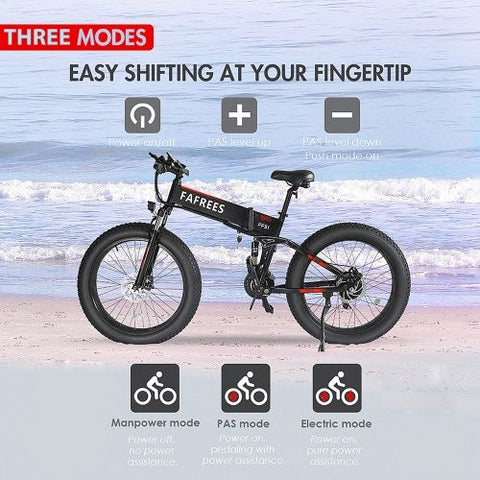 FAFREES FF91 Bicicleta Eléctrica 1000W | Autonomía 40KM | Freno de Disco | Color Negro