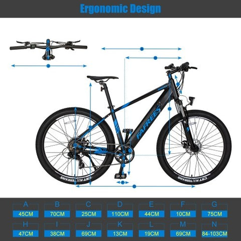 ¡Descubre la bicicleta eléctrica FAFREES KRE27.5 de 250W! ¡90KM de autonomía y frenos de disco! ¡Color azul