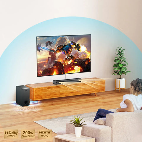 Hiwill A21 Barra de Sonido - 2.1 Canales 200W Con Subwoofer 5.25” Para TV - Negro