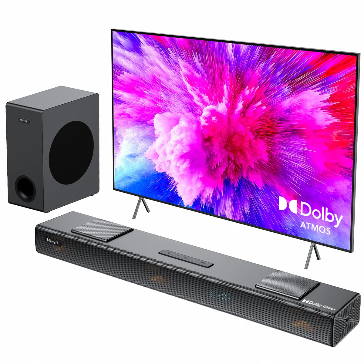 Barra de Sonido Hiwill A312 - 3.1.2CH 400W Con Subwoofer 5.25" Para TV Dolby - Negro
