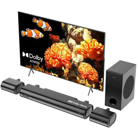 Hiwill A41 Barra de Sonido - 300W de Potencia Subwoofer de 5.25” Con Cable 2 Altavoces Surround - Negro