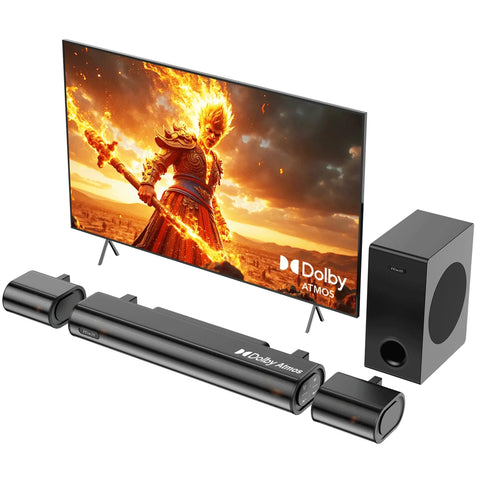 Hiwill A41 Barra de Sonido - 300W de Potencia Subwoofer de 5.25” Con Cable 2 Altavoces Surround - Negro