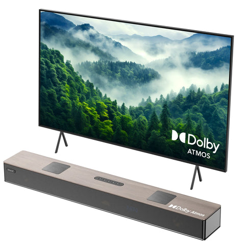 Hiwill A502 Barra de Sonido - 400W Dolby Atmos Con Doble Subwoofer integrado - Nogal