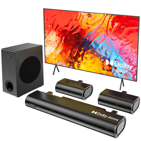Hiwill A51 Barra de Sonido - 5.1 Dolby Atmos 380W Con Subwoofer 5.25" 2 Altavoces Surround - Negro