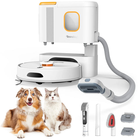Teendow D20S MAX+ Robot Aspirador - 6000Pa 5000mAh 180min Bajo Ruido 70dB 250ML+250ML Limpieza Total - Blanco